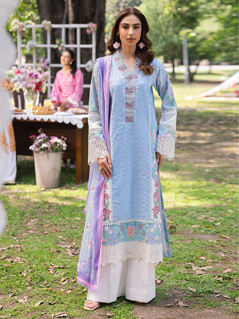 Embroidered unstitched lawn suits
